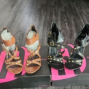 Bundle Of 2 Michael Antonio Brown and Black Studded Sandal Heels 7